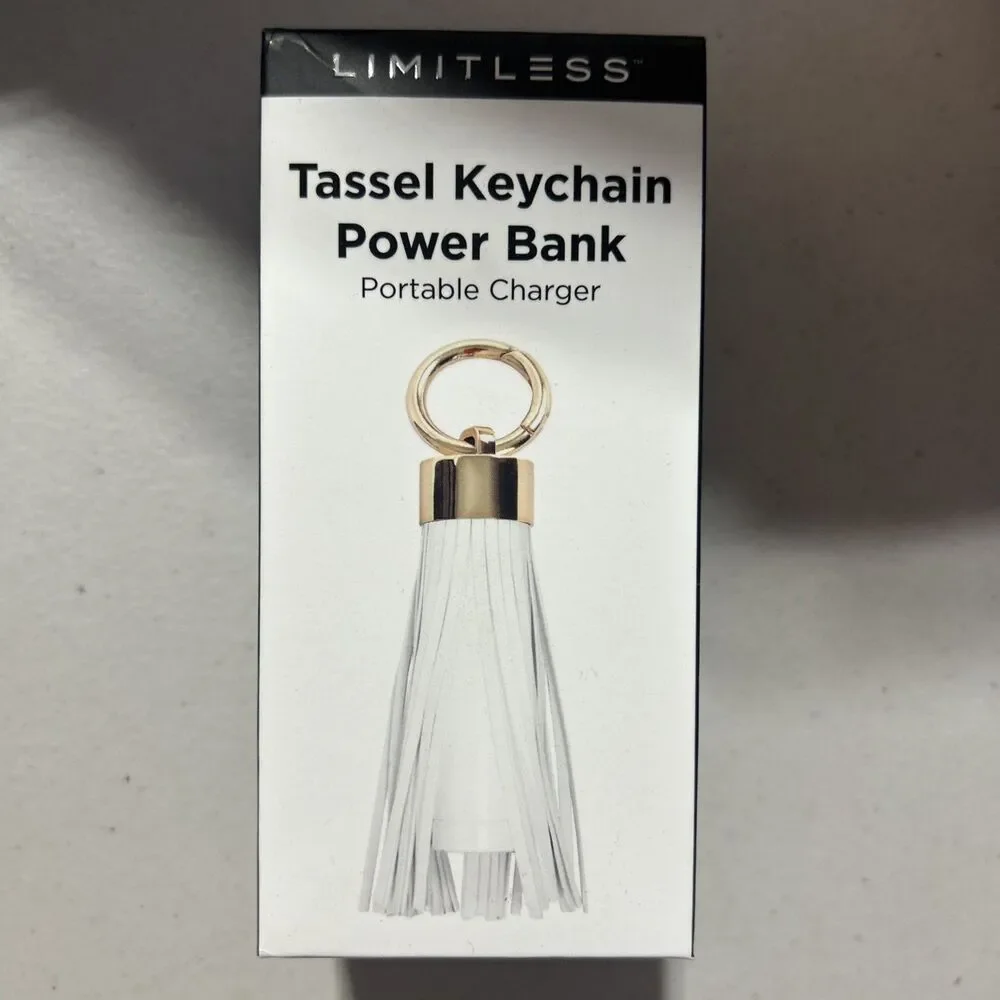 Limitless Tassel Keychain W/ 2500mAh Power Banks Built-in Portable Charger White